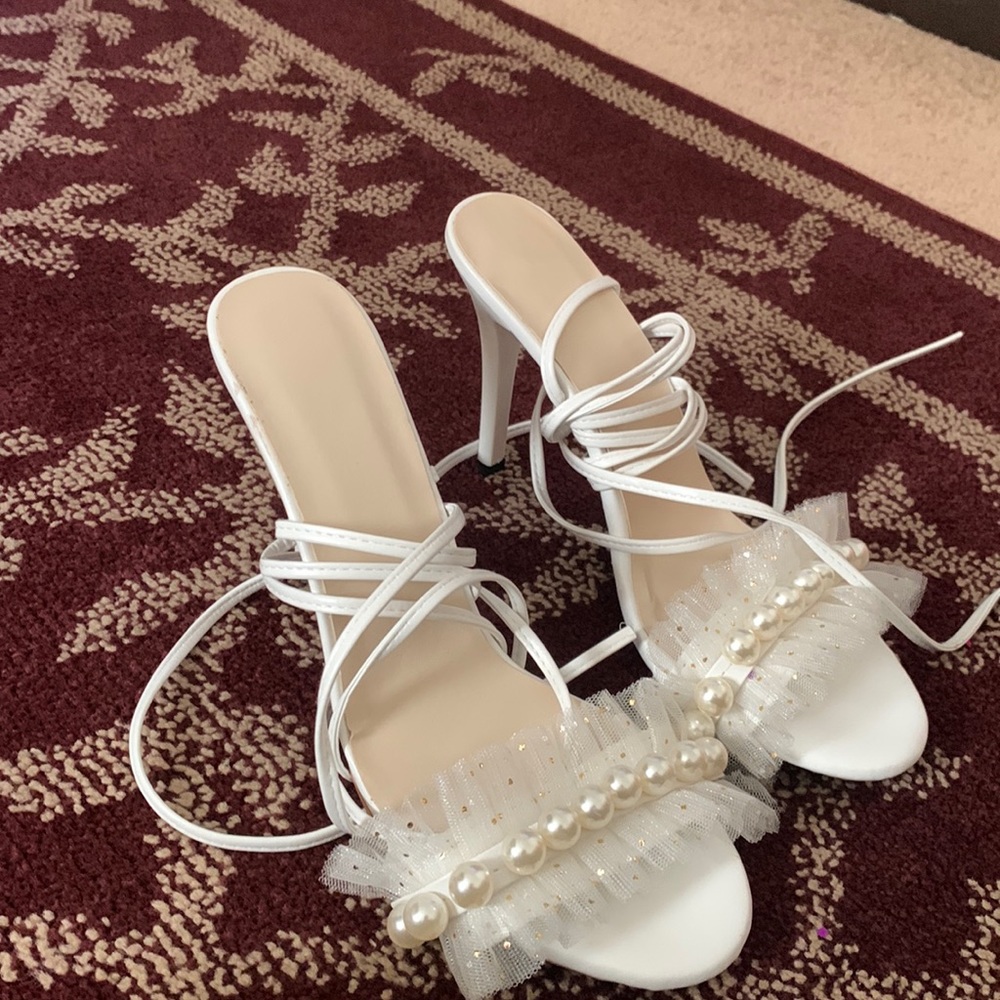 All white heels